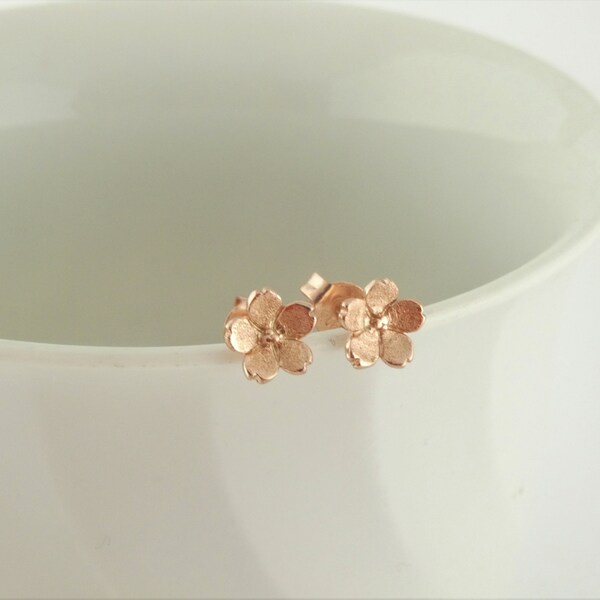 925 Ohrstecker Ohrringe Rosegold Blume Blumen Blüte minimalist 7mm,Brautschmuck