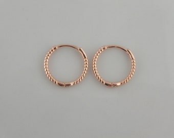 925 Creolen Ohrringe Rosegold verdrehte gedreht rund minimalistisch 12mm