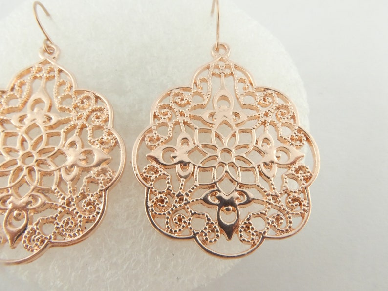 Earrings rose gold boho ornaments stainless steel earwires,Bohemian zdjęcie 6