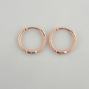 925 Hoop Earrings Rose Gold Twisted Round Minimalist 12mm