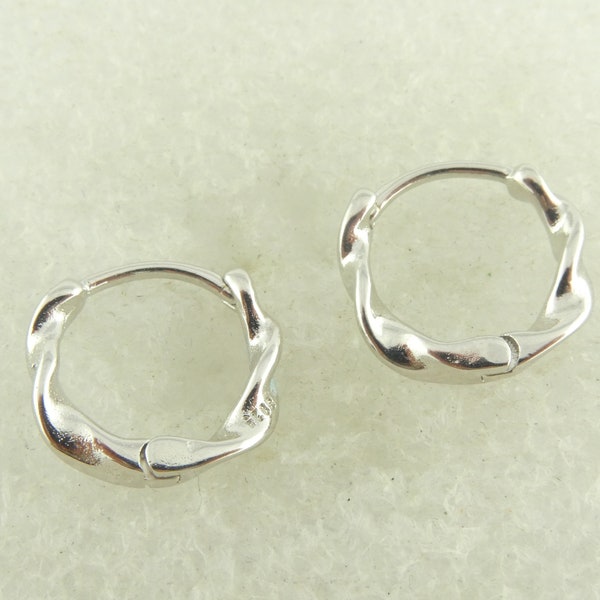 925 Creolen Ohrringe Silber gedreht rund minimalistisch 13mm,Creolen klein