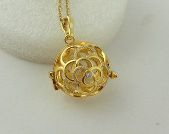 Chain necklace gold Engelsrufer crystal with wish sound ball stainless steel