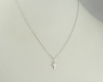 925 Sterling Silber Kette Halskette mit Anhänger Kreuz mini,Geschenk
