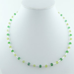 Kette Halskette Silber-Grün-Hellgrün Glasperlen minimalistisch 4mm,Muttertag Bild 6