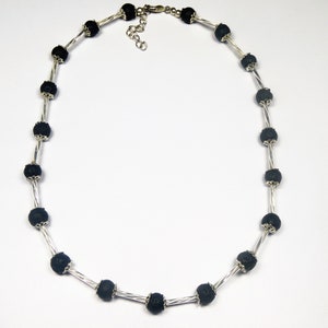 Chain necklace silver-black lava stone minimalistic 6mm,Mother's Day image 2