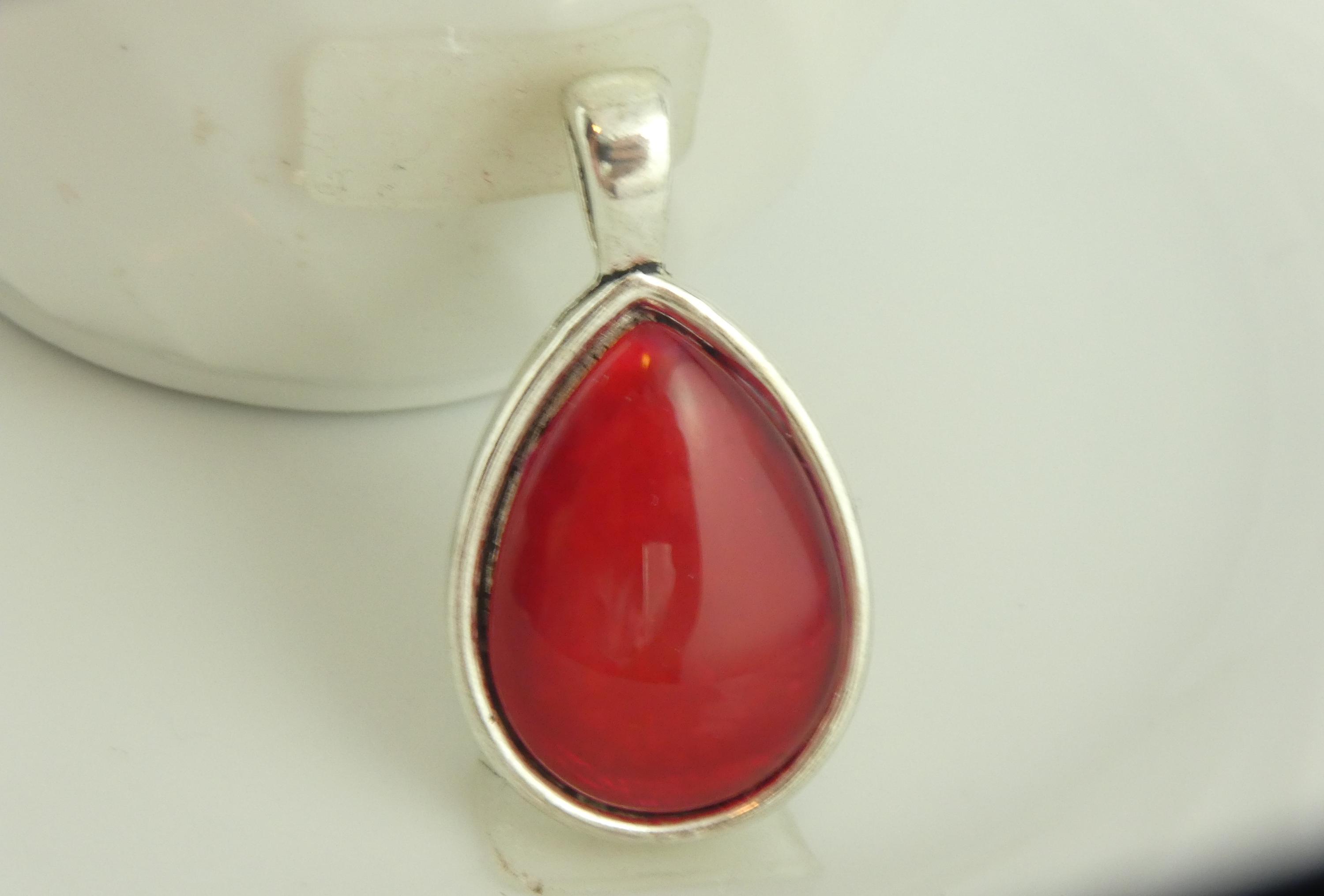 シルバー ネックレス用ペンダント 赤 ペンダント シルバー レッド ドロップ 25 x 18 mm - Etsy 日本