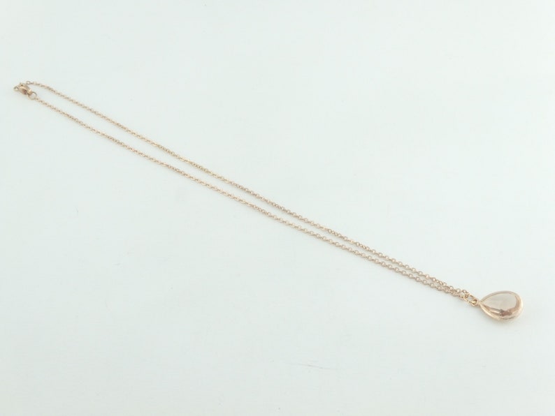 Collier chaîne or rose cristal pêche avec pendentif goutte minimaliste acier inoxydable image 7