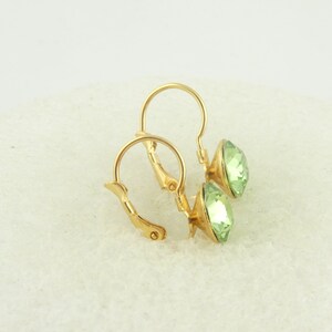 Earrings earrings gold green peridot Swarovski stone crystal round stainless steel 8 mm image 4