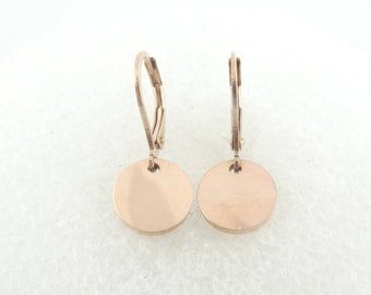 Ohrringe Ohrhänger rosegold Plättchen rund minimalistisch 10mm Edelstahl Brisur