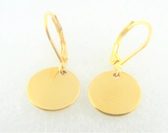 Earrings gold plate round 12mm stainless steel