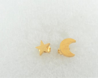 Ohrstecker Ohrringe Gold Sterne Stern Mond minimalistisch Edelstahl,Geschenk