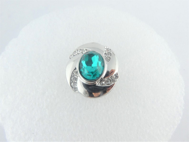 push button silver turquoise oval crystal,bracelet,ring,chain,necklace image 3