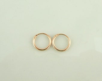 925 Sterling Silber Creolen Ohrringe Rosegold rund minimalistisch 10mm