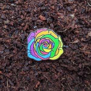 Rainbow Rose Pin (Enamel)