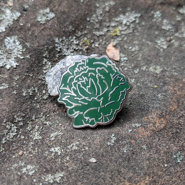 Dark Green Carnation Enamel Pin