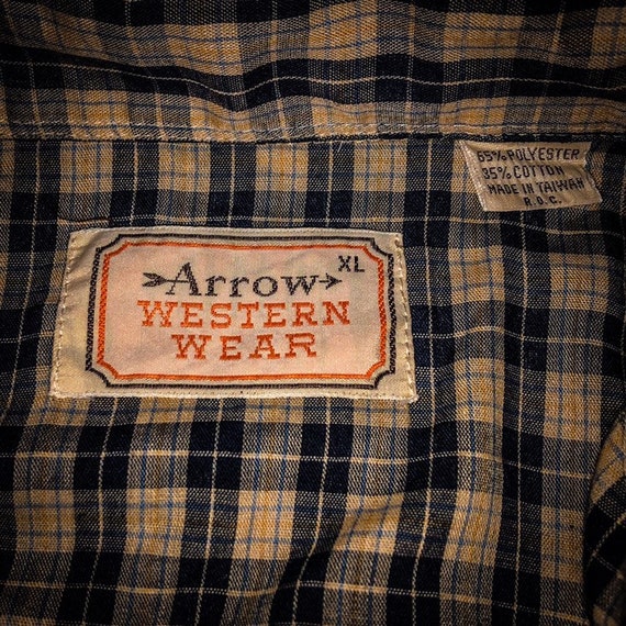 1970’s Men’s Arrow Western Wear Rockabilly Plaid … - image 3