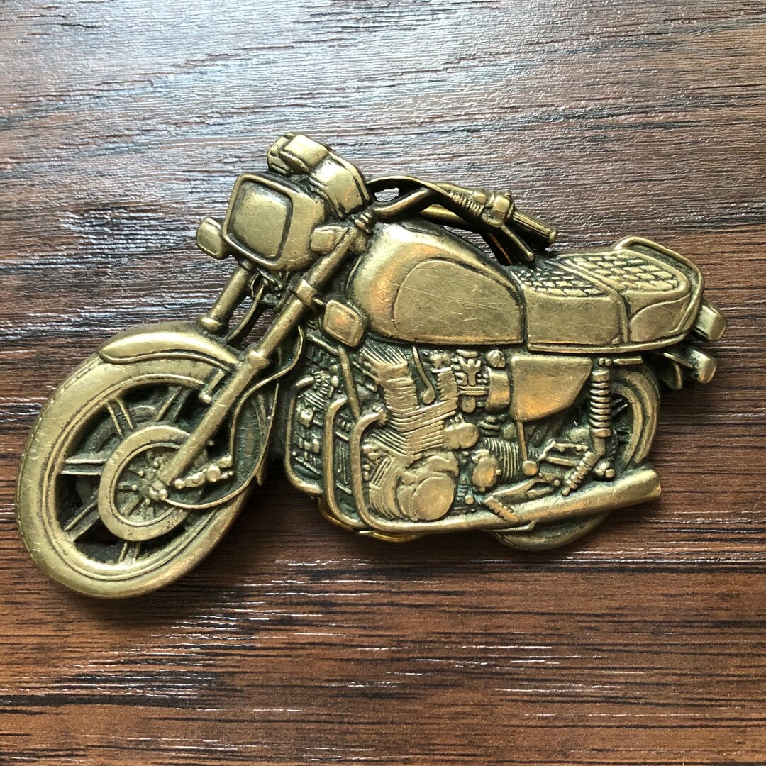 1978 Vintage BBB Baron Solid Brass Motorcycle Belt Buckle Made in