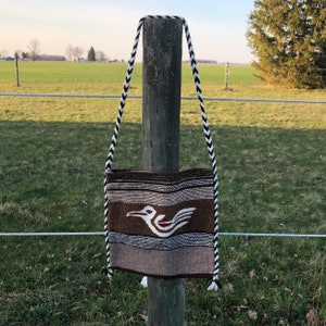 Bolso bandolera vintage de lana tejida estilo suroeste con pájaro tribal