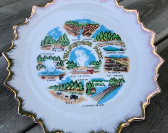 Vintage Yellowstone Park Souvenir Plate | Made in Japan