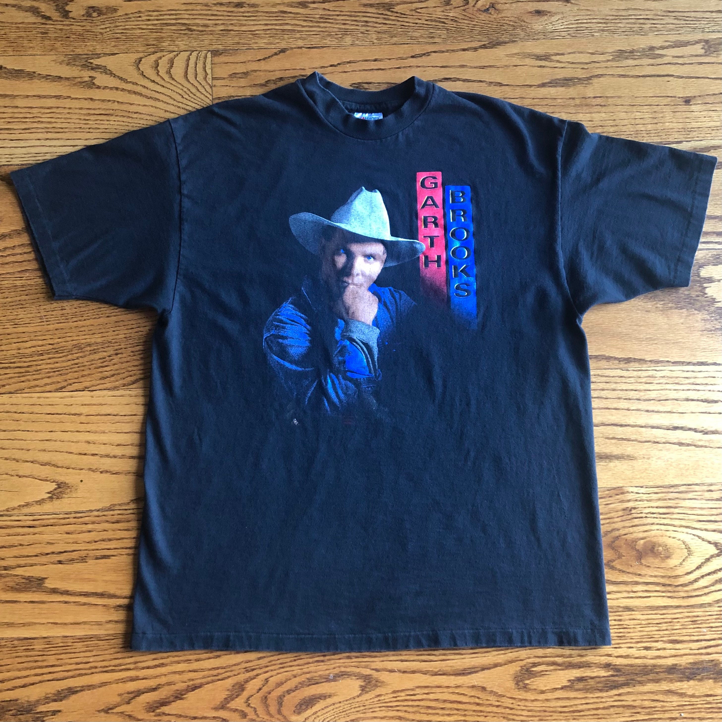 【L】Hanes 90s GARTH BROOKS band T-shirt Garth Brooks 1992 Vintage Hanes Single Stitch Black T-Shirt