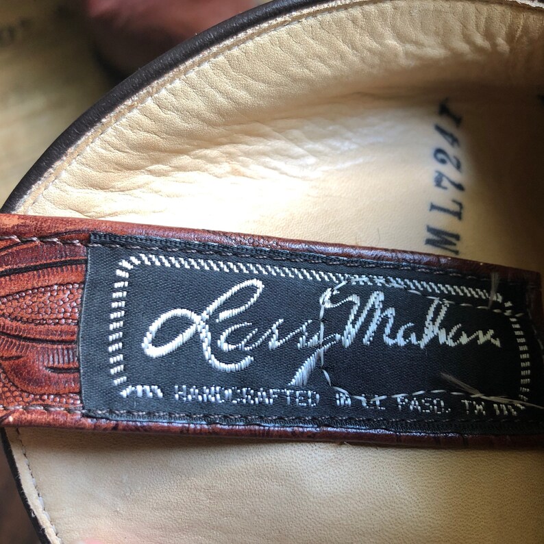 80\u2019s Vintage Western Larry Mahan Women\u2019s Floral Tooled Leather Cowgirl Boots