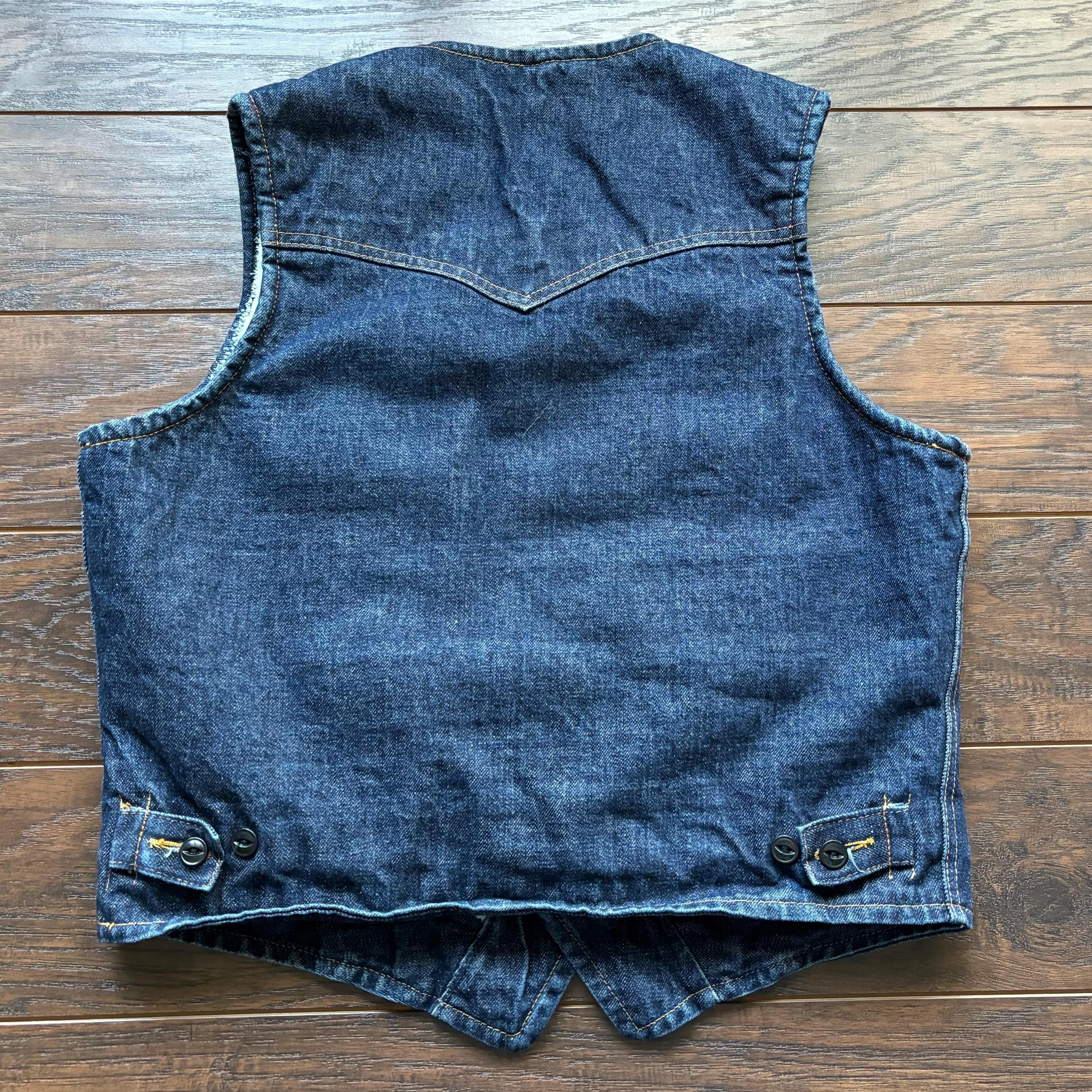 Vintage Lee Storm Rider Denim Vest: 70s Western Sherpa Lined, Made