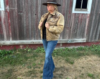 Vintage Kenny Rogers Denim Jacket: Western Tapestry Cowboy Print