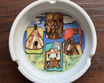 Vintage Western Oklahoma Route 66 Souvenir Ashtray | Southwest Decor