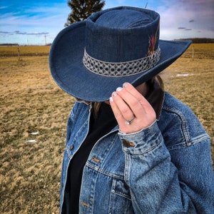 80s Vintage Western Denim Cowboy Hat 