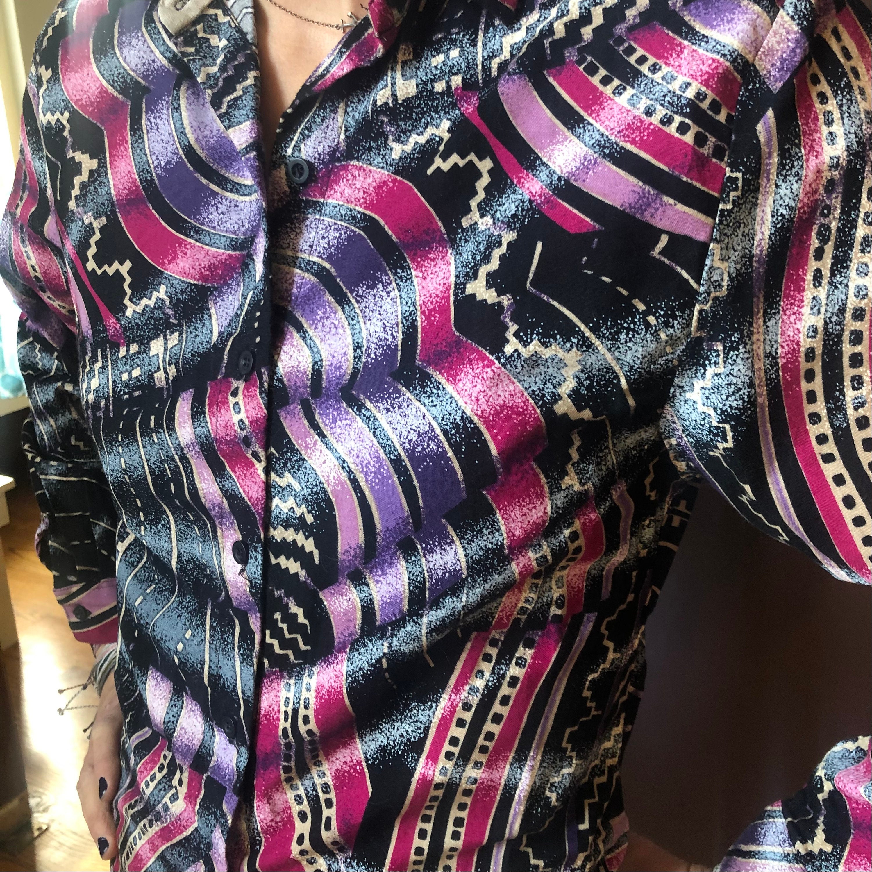 Chemise Western Femme Vintage Roper - Imprimé Loup, Taille L, Manches Longues, Cowgirl