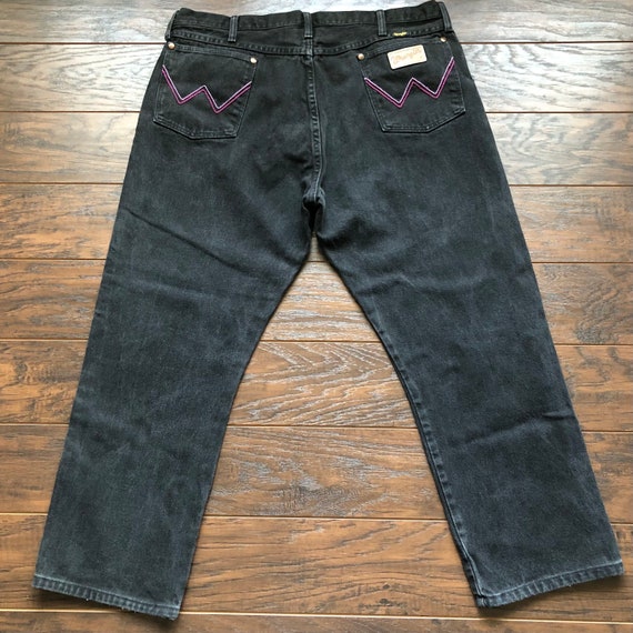 Vintage Western Black Wrangler Jeans with Hand Em… - image 5