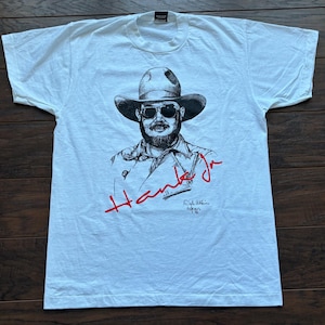 80’s Vintage Western Hank Williams Jr. Drawing by Dale Adkins Country Concert T-Shirt | Screen Stars Best