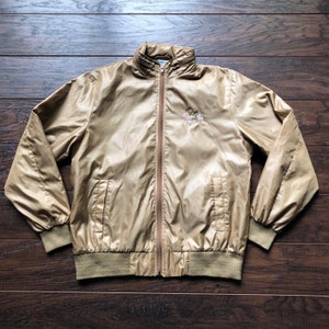 80’s Vintage Ladies Gold IZOD Club Nylon Windbreaker Jacket “Quail Creek”