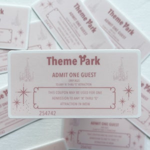 Vintage Theme Park ticket / Magical Ticket / Vintage Sticker / Water Resistant Sticker / Water Bottle Sticker