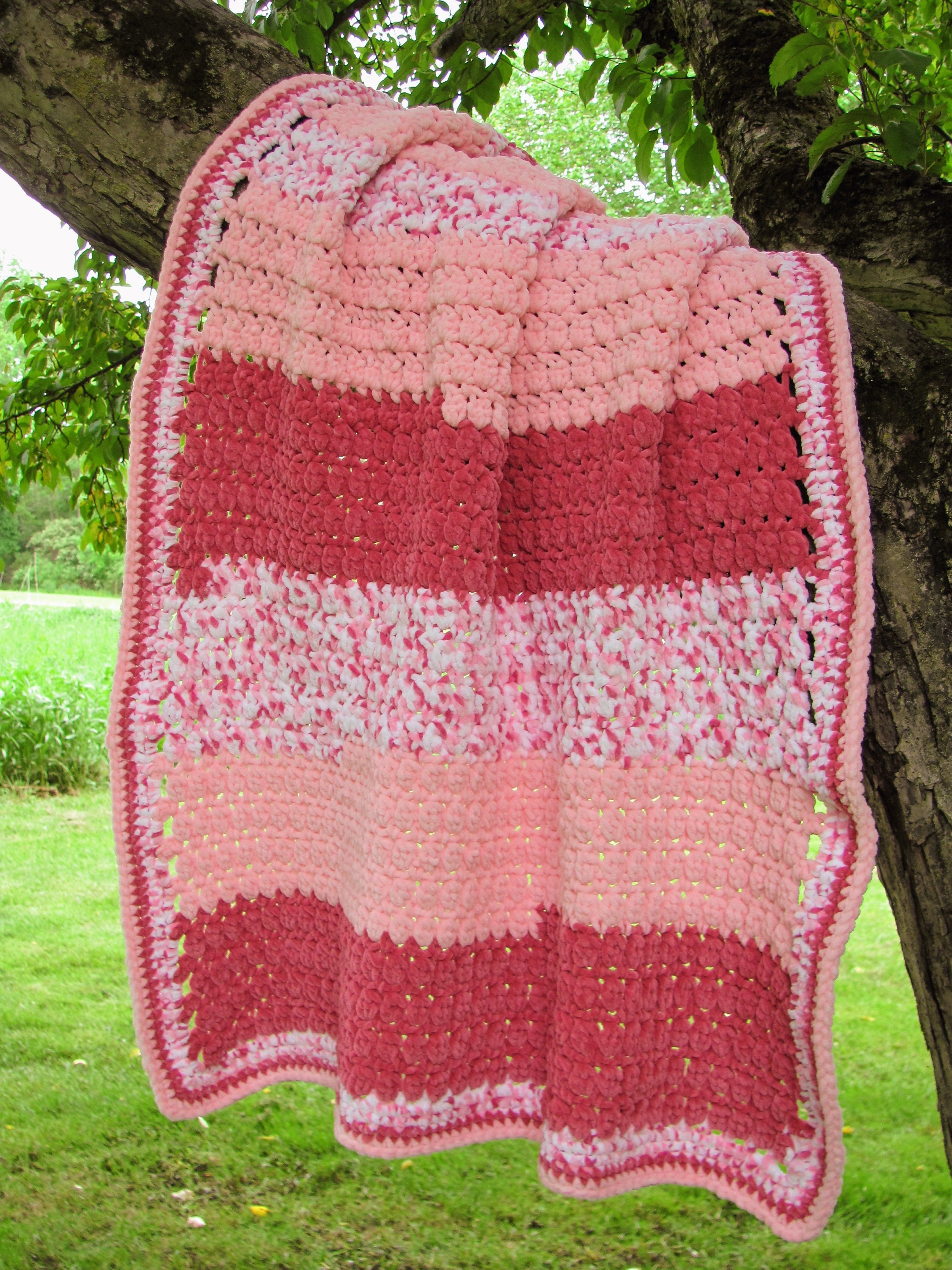 Raspberry Dream Crochet Chenille Baby Blanket READY TO SHIP | Etsy