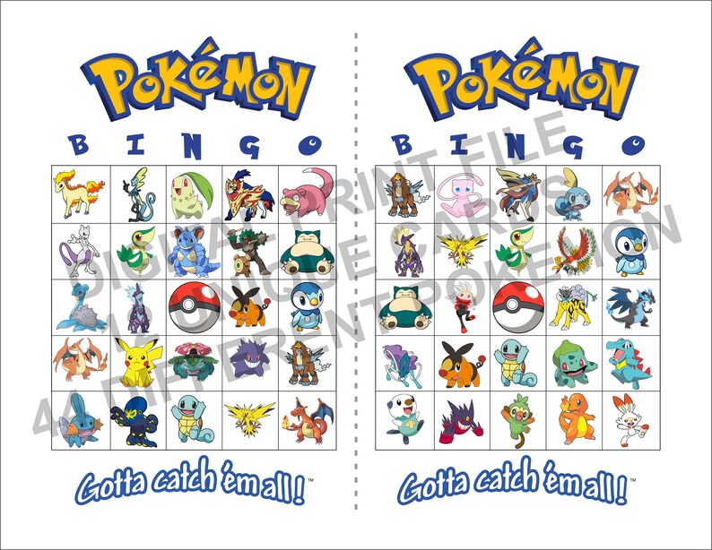Printable Pokémon Bingo PDF / Party Game / Digital File / | Etsy Hong Kong