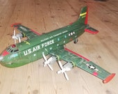 Yonezawa Douglas C-124 Globemaster Tin Toy Military Airplane Japan 1960s