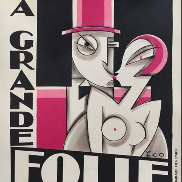 Original Vintage French Art Deco Theater Lithograph Poster "LA GRAND FOLIES" by Pico (Maurice Picaud) 1927