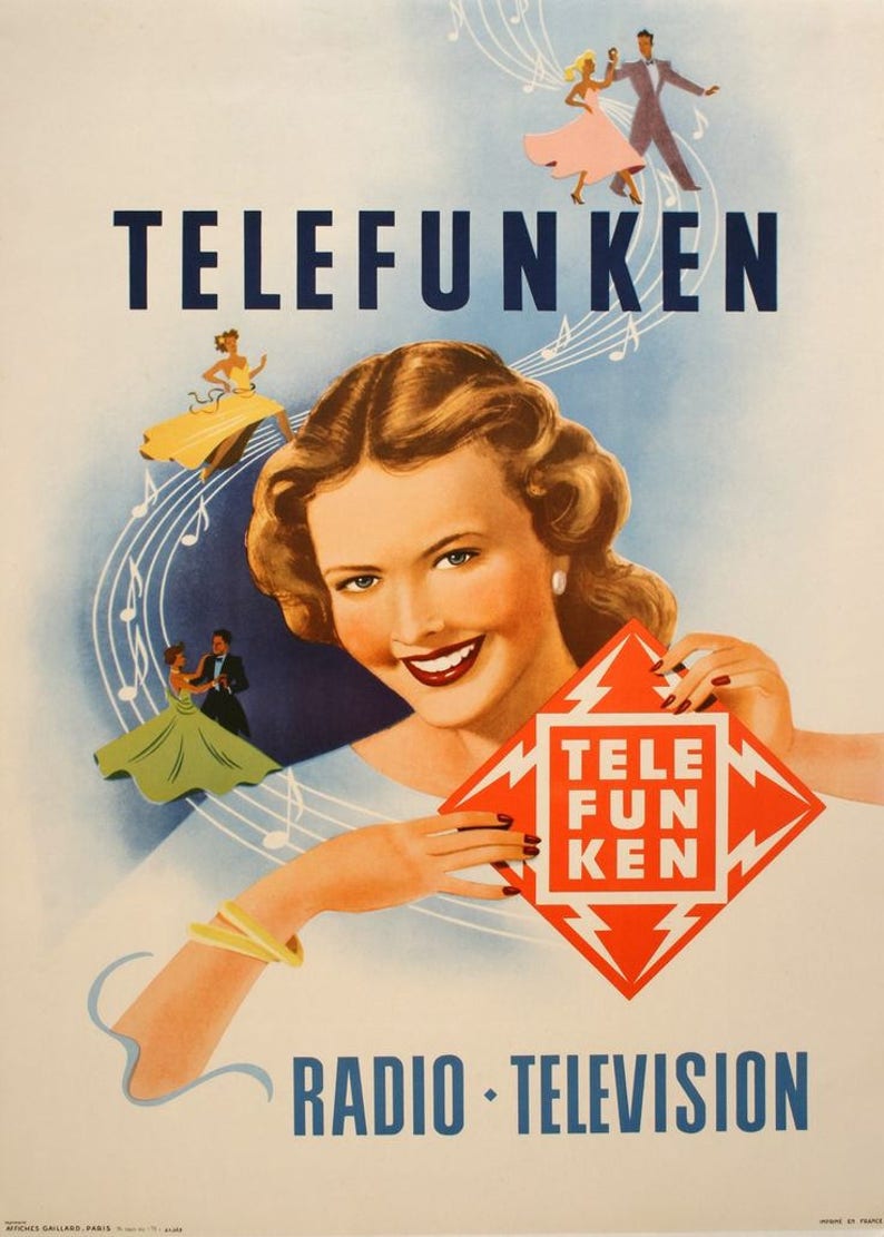Telefunke Lettering Original German Vintage