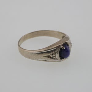 10k White Gold Vintage Star Sapphire & Diamond Ring Size 11.5