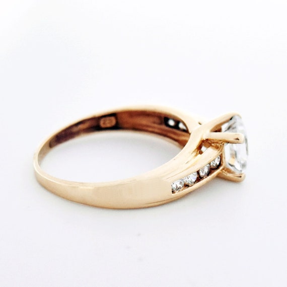 14k Yellow Gold Estate CZ Engagement Ring Size 8.… - image 3