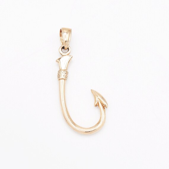 14k Yellow Gold Estate Fish Hook Pendant - image 1