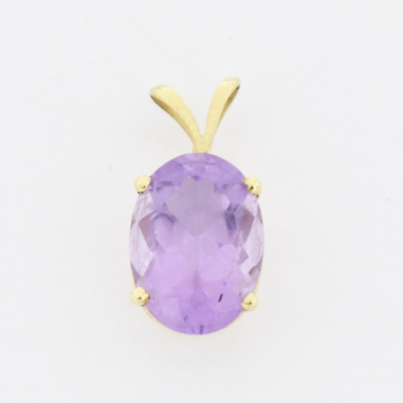 10k Yellow Gold Estate Oval Solitaire Amethyst Ge… - image 1