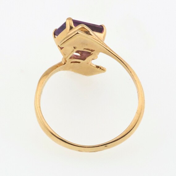 14k Yellow Gold Emerald Cut Amethyst Estate Ring … - image 5