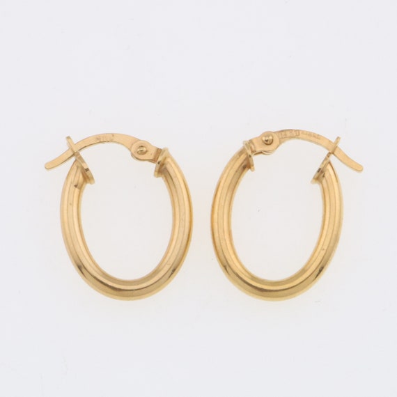 14k Yellow Gold Estate Oval Hoop Earrings