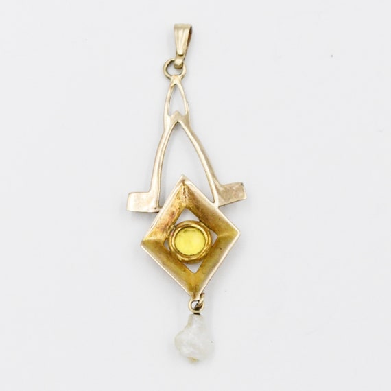 10k Yellow Gold Estate Antique Yellow Gem & Pearl… - image 2