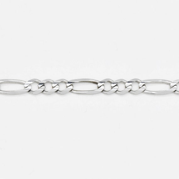 14k White Gold Estate 8.25" Figaro Link Bracelet - image 1