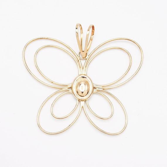 14k Yellow Gold Estate Open Butterfly Animal Pend… - image 1
