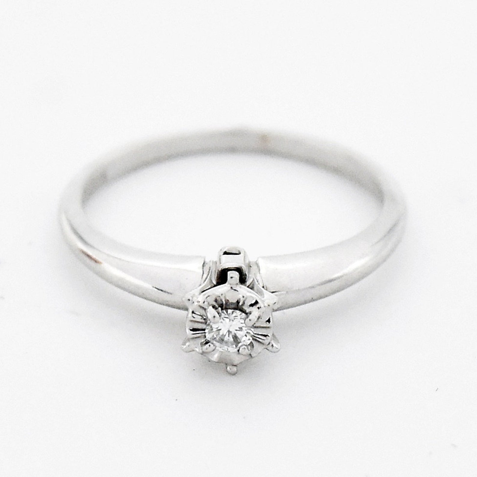 14k White Gold Estate Keepsake Diamond Engagement Ring Size Etsy