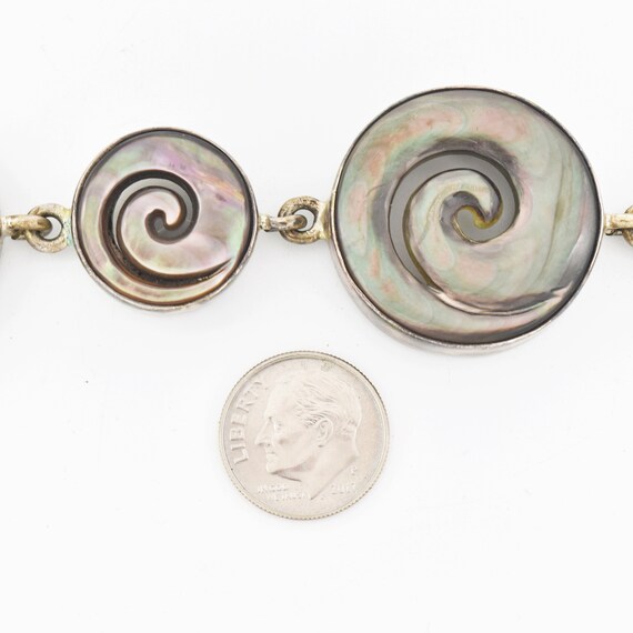 Sterling Silver Vintage Signed Circle Swirl Mothe… - image 3